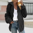 thumbnail image 1 of CQONEPT Womens Fuzzy Fleece Jackets Sherpa Zip Up Long Sleeve Lapel Coats Winter Warm Outerwear with Pockets Black 2XL, 1 of 6