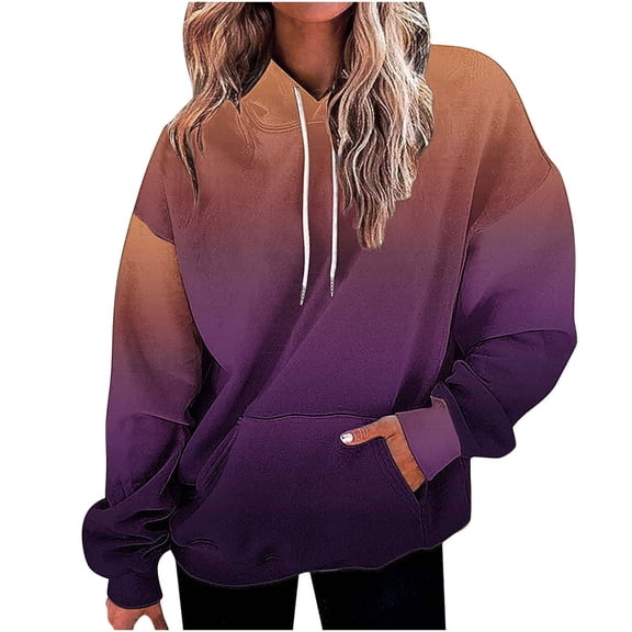 CQONEPT Womens Hoodies Sweatshirts Cute Long Sleeve Tops Loose Fleece Pullover Shirts with Pocket Orange XXL