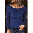 thumbnail image 1 of CQONEPT Womens Lace Shirts Boat Neck Long Sleeve Tops Casual Trendy Blouse Going Out Tunic Tops Navy 3XL, 1 of 6