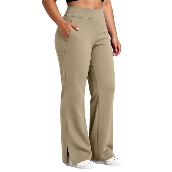 CQONEPT Womens Leggings with Pocket Plus Size High Waisted Flare Yoga Pants Tummy Control Bootcut Stretch Bell Bottom Workout Pant