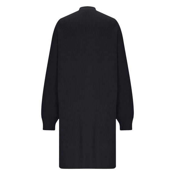 CQONEPT Womens Long Cardigan Ribbed Long Sleeve Sweaters Casual Trendy Jacket Coat Winter Clothes with Pockets Black M