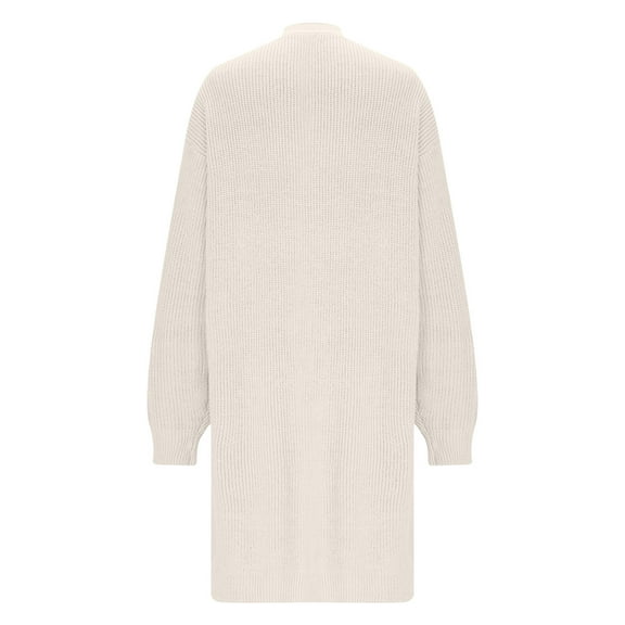 CQONEPT Womens Long Cardigan Ribbed Long Sleeve Sweaters Casual Trendy Jacket Coat Winter Clothes with Pockets White L