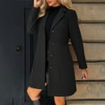 thumbnail image 1 of CQONEPT Womens Long Peacoat Single Breasted Trench Notched Collar Overcoat Warm Winter Outerwear Casual Fashion Overcoat Black 2XL, 1 of 5