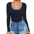 thumbnail image 1 of CQONEPT Womens Long Sleeve Shirts Scoop Neck Compression Undershitrts Lightweight Tops Athletic Tunic Dark Blue XL, 1 of 5