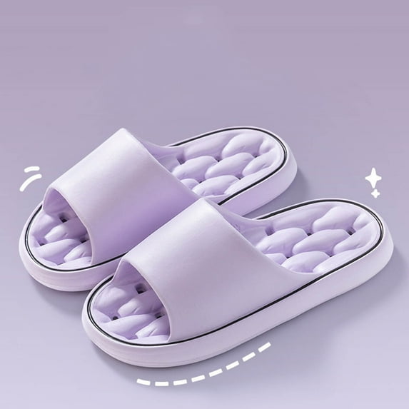CQONEPT Womens Mens Bathroom Slippers Quick Dry with Drainage Holes Non Slip Home Bathing Slides Comfy Shower Sandals Purple 38