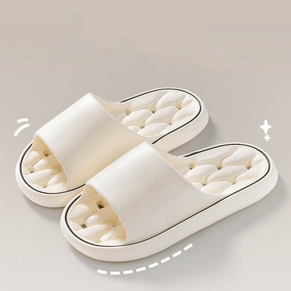 CQONEPT Womens Mens Bathroom Slippers Quick Dry with Drainage Holes Non Slip Home Bathing Slides Comfy Shower Sandals White 38