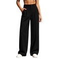 thumbnail image 1 of CQONEPT Womens Office Pants Wide Leg Casual High Waist Flowy Work Palazzo Dress Pants Business Slacks Long Trousers with Pockets Black 2XL, 1 of 7