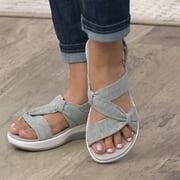 CQONEPT Womens Orthopedic Walking Sandals Sport Outdoor Hiking Water Sandals Thick Athletic Cushion Adjustable Strap Sandals with Comfortable Plantar Fasciitis Arch Support Size 9 Gray