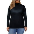 thumbnail image 1 of CQONEPT Womens Oversize Long Sleeve Tops Turtleneck Compression Shirts Skinny Comfy Lounge Lightweight Undershitrts Navy L, 1 of 5