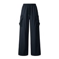 thumbnail image 1 of CQONEPT Womens Plus Size Cargo Pant Wide Leg Strech Jogger Pant Drawstring Casual Trousers with Multi Pocket Black M, 1 of 5