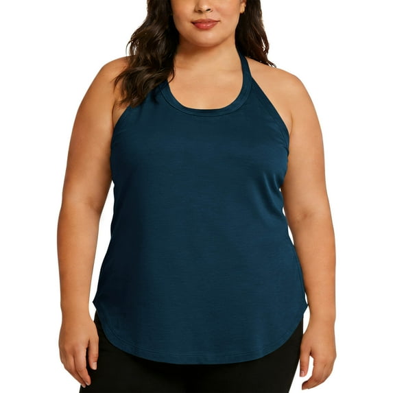 CQONEPT Womens Plus Size Halter Tops Racerback Sleeveless Blouse Sports Yoga Comfy Shirts Tops Navy M
