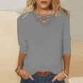 thumbnail image 1 of CQONEPT Womens Plus Size Tops V Neck Casual 3/4 Sleeve Shirts Lounge Going Out Tunic Tops Lightweight Blouse Gray 4XL, 1 of 5