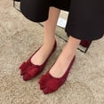 thumbnail image 1 of CQONEPT Womens Pointed Toe Ballet Flats Comfy Dress Flat Shoes Suede Bow Knot Loafers Business Slip On Dressy Walking Shoes Wine 43, 1 of 6