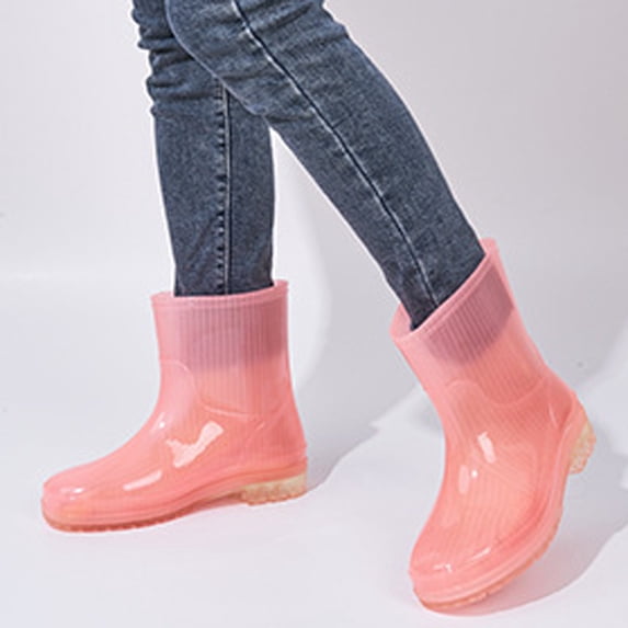 CQONEPT Womens Rain Boots Waterproof Non Slip Solid Color Anti Slip Casual Outdoor Use Rubber Boots for Rainy Days Pink 38