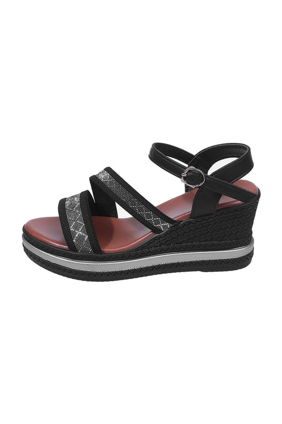 Womens Sandals Platform: Low Sandal Summer Open Toe Wedge - Dressy Sandals Women - Comfortable Walking Orthopedic Sandals Black Size 8.5