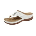 thumbnail image 1 of CQONEPT Womens Sandals Wedge Low: Summer Open Toe Wedges - Dressy Casual Elastic Ankle Strap Platform - Comfortable Rhinestone Flower Sandals White Size 7, 1 of 9