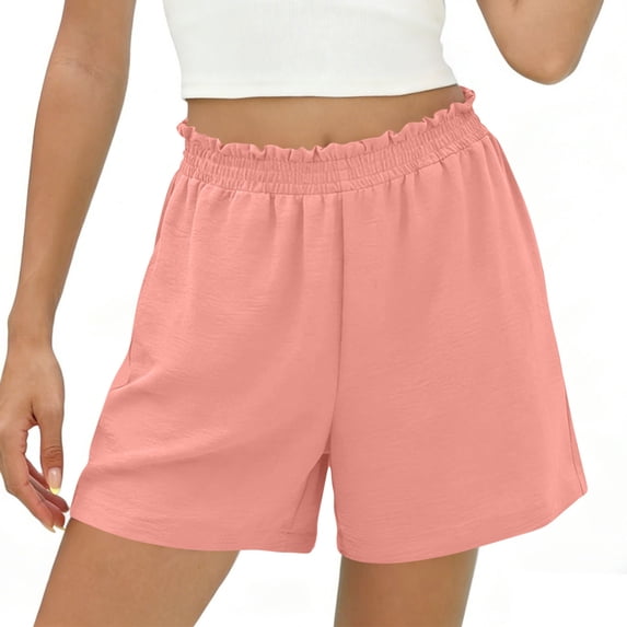 CQONEPT Womens Short Pants Casual Baggy Elastic Waist Pant Comfortable ...