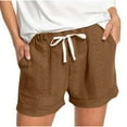 thumbnail image 1 of CQONEPT Womens Short Pants Drawstring Elastic Waist Shorts Drawstring Comfy Summer Palazzo Fashion Short Pants Brown 2XL, 1 of 5