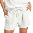 thumbnail image 1 of CQONEPT Womens Short Pants Drawstring Elastic Waist Shorts Drawstring Comfy Summer Palazzo Fashion Short Pants White M, 1 of 5