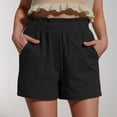 thumbnail image 1 of CQONEPT Womens Shorts With Pockets Ruffle Loose Button Short Pants Low Waist Solid Color Summer Vacation Pants Black L, 1 of 6