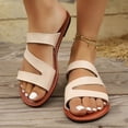 thumbnail image 1 of CQONEPT Womens Summer Casual Round Head Comfy Slippers for Ladies with Beach Casual Design Ideal for Vacation Home Use Beige 5.5, 1 of 7
