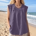 thumbnail image 1 of CQONEPT Womens Sunmmer Tops Cotton Linen Tank Tops Crewneck Loose Casual Sleeveless Summer Vacation Shirts Purple 2XL, 1 of 7