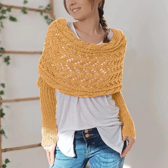 CQONEPT Womens Sweaters Blouse Crewneck Asymmetric Knit Pullover Tops Trendy Going Out Long Sleeve Shirts Yellow Free Size