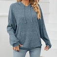 thumbnail image 1 of CQONEPT Womens Sweaters Knit Casual Hoodies Drawstring Ribbed Pullover Tops Long Sleeve Blouse with Pockets Navy S, 1 of 6