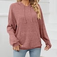 thumbnail image 1 of CQONEPT Womens Sweaters Knit Casual Hoodies Drawstring Ribbed Pullover Tops Long Sleeve Blouse with Pockets Pink L, 1 of 6