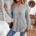 thumbnail image 1 of CQONEPT Womens Sweaters Knit Ribbed Long Sleeve Shirts V Neck Comfy Lounge Loose Fit Tunic Tops Gray S, 1 of 6