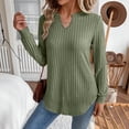 thumbnail image 1 of CQONEPT Womens Sweaters Knit Ribbed Long Sleeve Shirts V Neck Comfy Lounge Loose Fit Tunic Tops Green M, 1 of 6