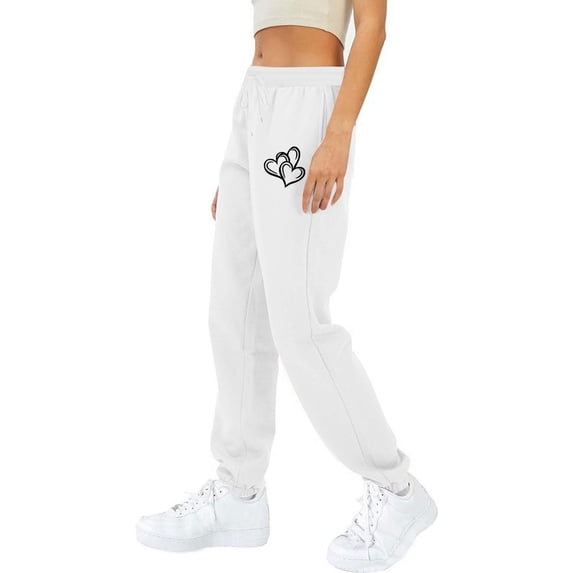 CQONEPT Womens Sweatpants Elastic Waist Casual Jogger Pant Drawstring Workouts Running Activewear Pants with Pockets White L