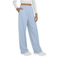 thumbnail image 1 of CQONEPT Womens Sweatpants Elastic Waisted Casual Baggy Wide Leg Pants Elastic Waisted Fleece Outdoor Pant with Pockets Light Blue S, 1 of 7