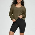thumbnail image 1 of CQONEPT Womens Sweatshirts Scoop Neck Casual Pullover Tops Long Sleeve Tunic Tops Solid Fall Fashion Clothes Army Green XL, 1 of 6