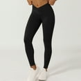 thumbnail image 1 of CQONEPT Womens Yoga Pant Tummy Control V Cross Waist Leggings Skinny Stretchy Lounge Workouts Active Pant Black L, 1 of 5