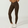 thumbnail image 1 of CQONEPT Womens Yoga Pant Tummy Control V Cross Waist Leggings Skinny Stretchy Lounge Workouts Active Pant Coffee S, 1 of 5