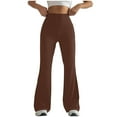 thumbnail image 1 of CQONEPT Womens Yoga Pants High Rise Bell Bottom Tummy Control Pant Casual Workouts Running Outdoor Trousers with Pockets Brown 2XL, 1 of 4