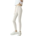 thumbnail image 1 of CQONEPT Yoga Pants High Waist Skinny Leg Petite Athletic Leggings Slim Fit Activewear Gym Stretchy Tights White 140, 1 of 5