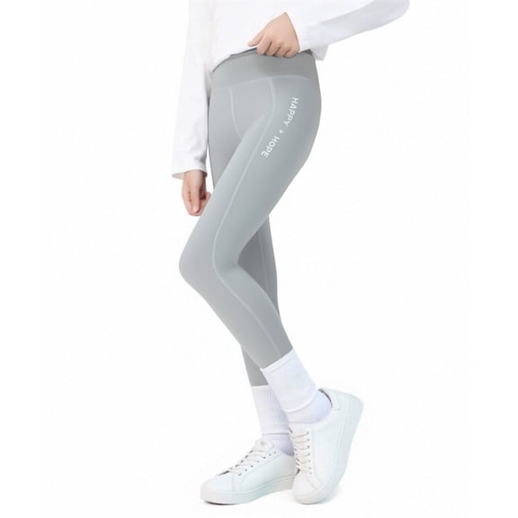 CQONEPT Yoga Pants for Teen Girls Skinny Leg Leggings Athletic Running High Waist Activewear Stretchy Tights Gray 5 Years