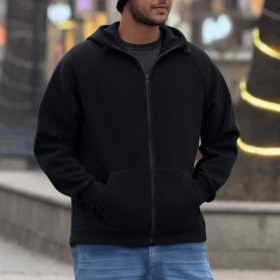 CQONEPT Zip Up Hoodies for Mens Dressy Casual Hooded Warm Winter Clothes Plain Outdoor Sweatshirts with Pockets Brown 2XL