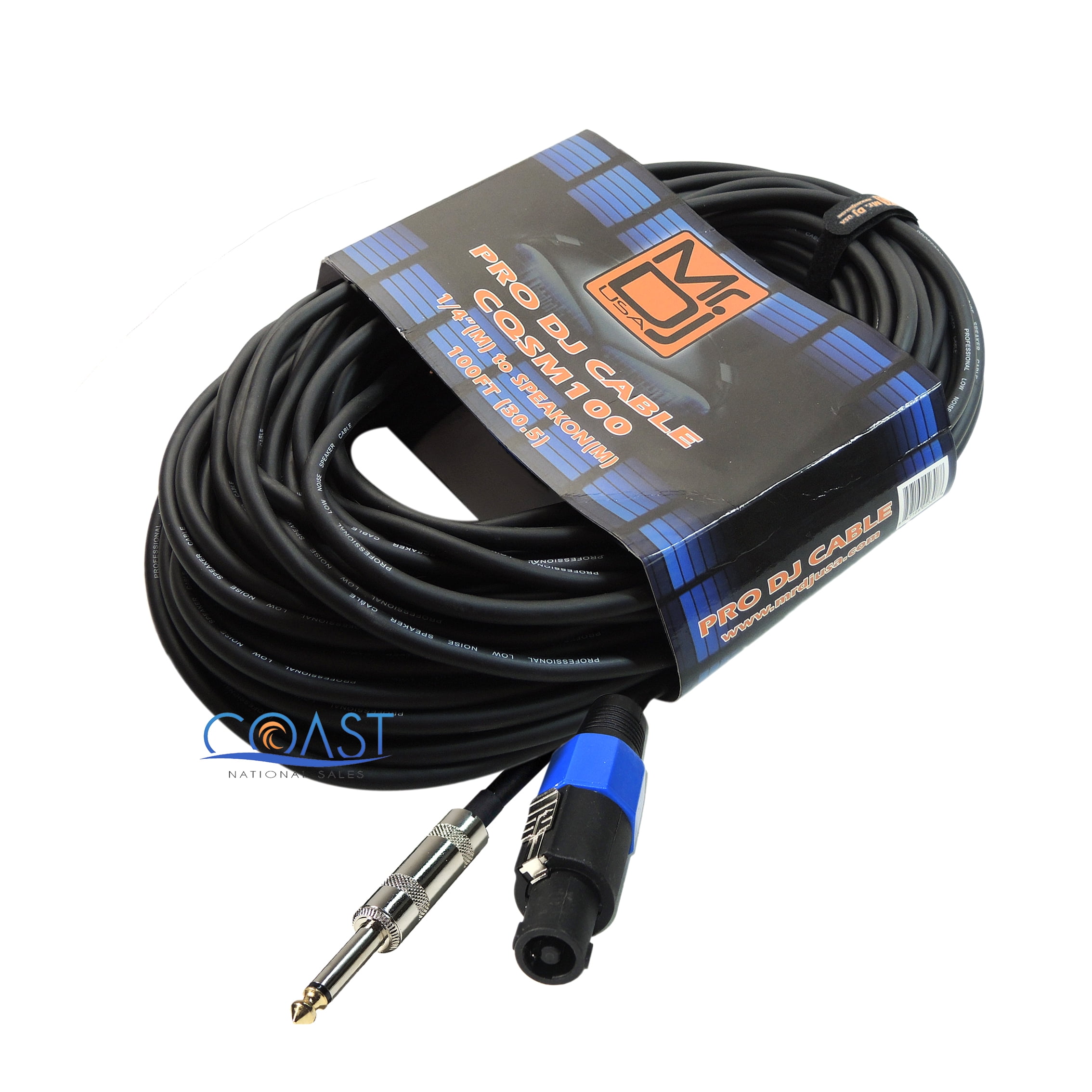 CQSM100 Pro DJ Karaoke 1/4" Male to Male Speakon Audio Speaker Wire PA Cable - 100 Ft