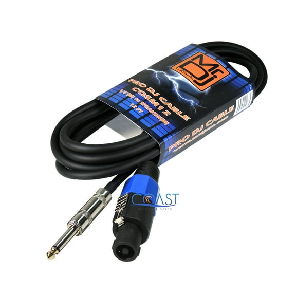 CQSM12 Pro DJ Karaoke 1/4" Male to Male Speakon Audio Speaker Wire PA Cable - 12 Ft