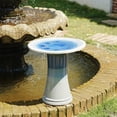 thumbnail image 1 of CQSXDA 17-Inch Tall Outdoor Bird Bath with Swirl Pattern, Glazed Ceramic Pedestal, for Garden Decor, Sapphire Blue,Sky Blue, 1 of 10