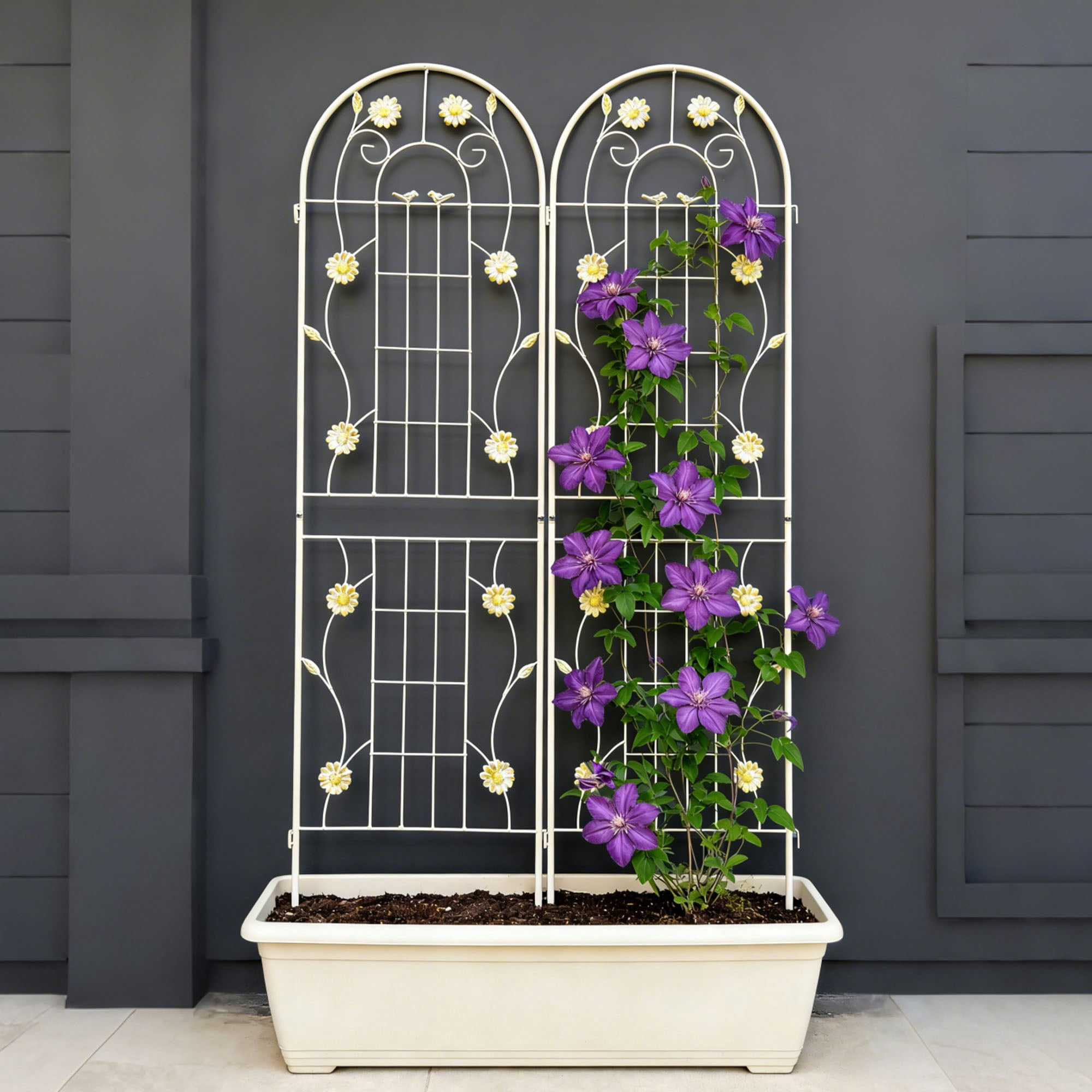 CQSXDA 2 Pack Large Garden Trellis 71"H x 19.7" W Heavy Duty Rustproof White Iron Plant Trellis for Potted Plant Support Metal Climbing Rose Trellis Vine Vegetable Cucumber