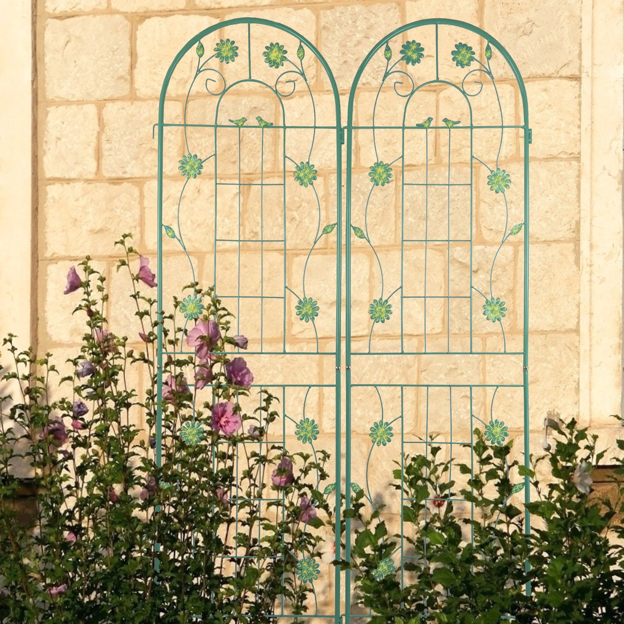 CQSXDA 2 Pack Large Garden Trellis 71"H x 19.7" W Heavy Duty Rustproof Green Iron Plant Trellis for Potted Plant Support Metal Climbing Rose Trellis Vine Vegetable Cucumber