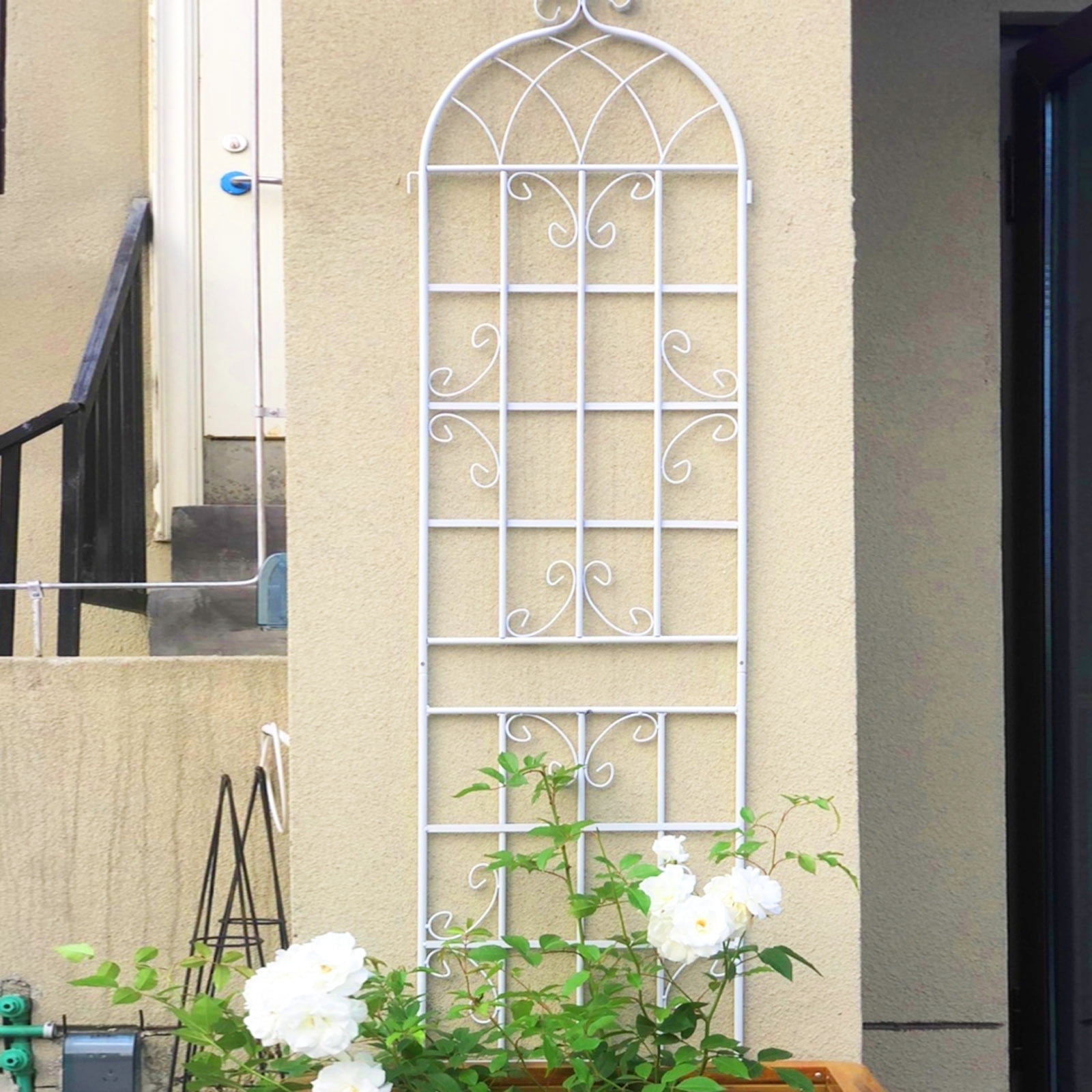 CQSXDA 2 Pack Large Garden Trellis 86.7"H x 19.7" W Heavy Duty Rustproof White Iron Plant Trellis for Potted Plant Support Metal Climbing Rose Trellis Vine Vegetable Cucumber