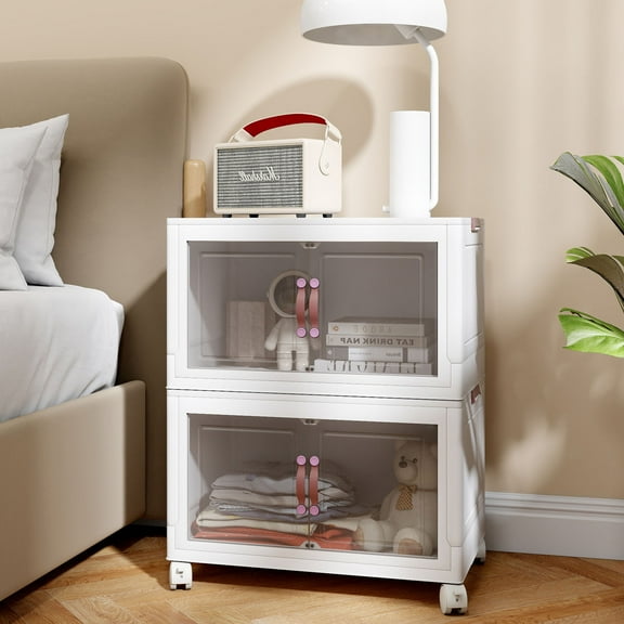 CQSXDA 2-Tier Heavy-Duty Foldable Storage Cabinet in Versatile Design – Collapsible PP Plastic Organizer for Closet, Garage & Dorm