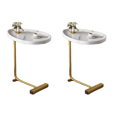 CQSXDA 2-pieces White C-shaped Side Table, C Shaped End Table, Side Table for Couch and Bed, Small Side Table for Small Spaces
