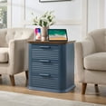thumbnail image 1 of CQSXDA 22 Inch Wide Fluted Nightstand In Wood With Charging Station, Modern End Table For Bedroom And Home Office Furniture，Navy Blue, 1 of 8