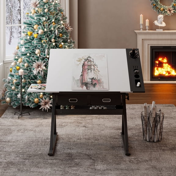 CQSXDA 27 Inch Tall Puzzle Table with Legs in Natural Wood Finish, Large 1500 Piece Jigsaw Board for Adults Perfect for Activities